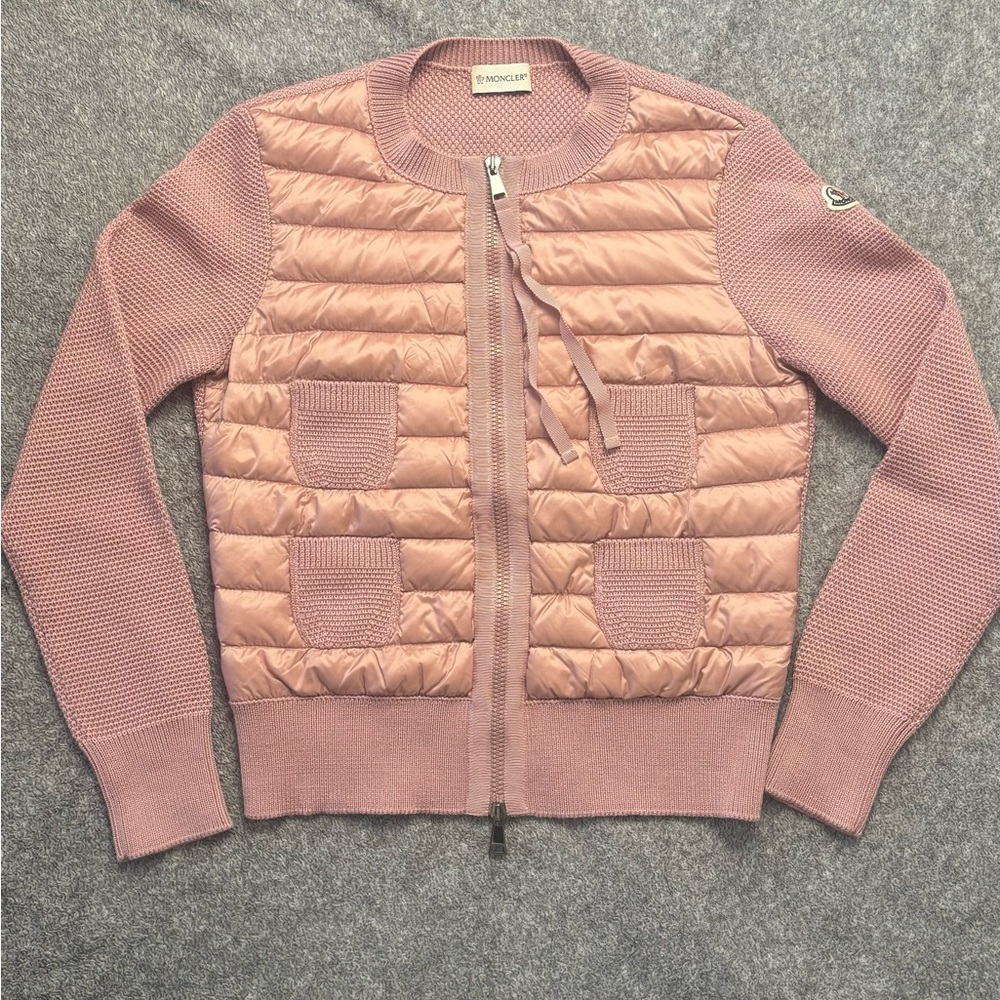 Moncler Pink Quilted Cardigan